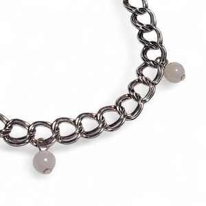 Sterling Silver Rose Quartz Charm Bracelet size 7.25"